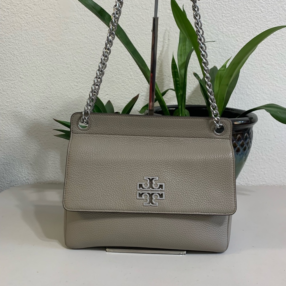 👜💕Tory Burch Gray Leather Shoulder Bag